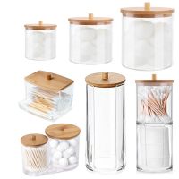 Acrylic Cosmetic Storage Box Desketable Makeup Organizer Bathroom Jar Cotton Swab Cotton Jewelry Round Plastic Storage Container