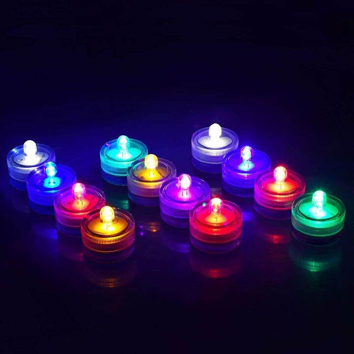 6/12/24Pcs Submersible Led Lights Tea Light Candles Light Waterproof
