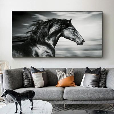 Two Running Horses ภาพวาดผ้าใบภาพผนังสำหรับห้องนั่งเล่น Modern Abstract Art พิมพ์ Posters