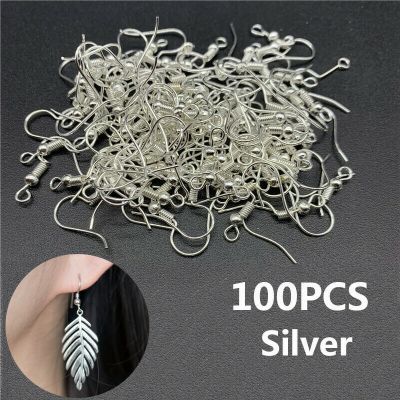 100Pcs Stainless Steel Earring Hook Ear Wire Hook For DIY Jewelry Findings Earrings Making Silver Plated Earring Accessories