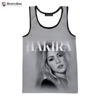 Camisetas sin mangas con estampado 3D de la cantante Pop Shakira para hombre y mujer, camisas informales sin mangas, ropa de calle de Hip Hop, camisetas de gran tamaño 2023