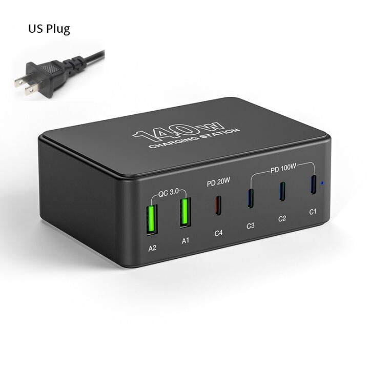 140w-usb-หลากหลาย100w-pd-สถานีที่ชาร์จความเร็วสูง-pro-แล็ปท็อป-c-iphone-13-6-พอร์ต14-12ชาร์จสำหรับ-macbook-usb-qc3-0-usb