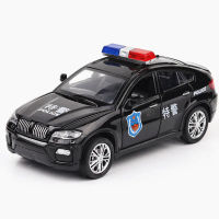 A1:32 BMW X6ตำรวจจำลองสูงล้อแม็กดึงกลับ D Iecast รถโมเดลของเล่นด้วยแสงเสียงของขวัญของเล่นสำหรับเด็ก A33M