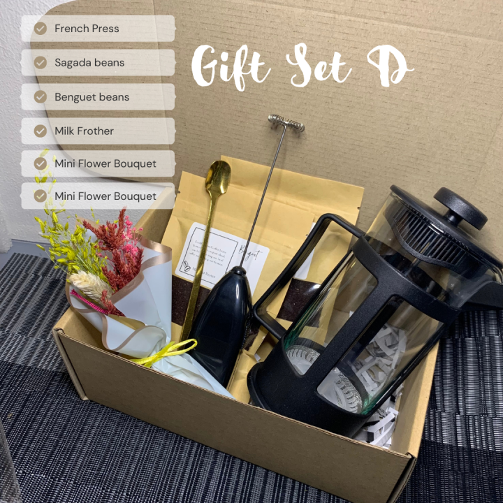 Coffee Gift Sets BUNDLE (with Dry Flower, French Press, Fresh ground