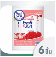 Fresh &amp; Soft น้ำยาซักผ้า เฟรช แอนด์ ซอฟท์ กลิ่น Sparkling Kiss (สีแดง) ชนิดเติม 400 ml แพ็ค 6 ถุง