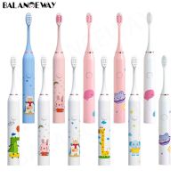 HOKDS Children Sonic Electric Toothbrush Kids Cartoon Pattern  Toothbrush Rechargeable Oral Decay Prevention Replacement Heads EB52