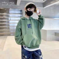 OKADY เสื้อสเวตเตอร์มีฮู้ดผ้าฟลีซสำหรับเด็กผู้ชาย,ขนาดกลางและใหญ่ผ้ากำมะหยี่ขนแกะมีฮู้ดสำหรับเด็กผู้ชาย