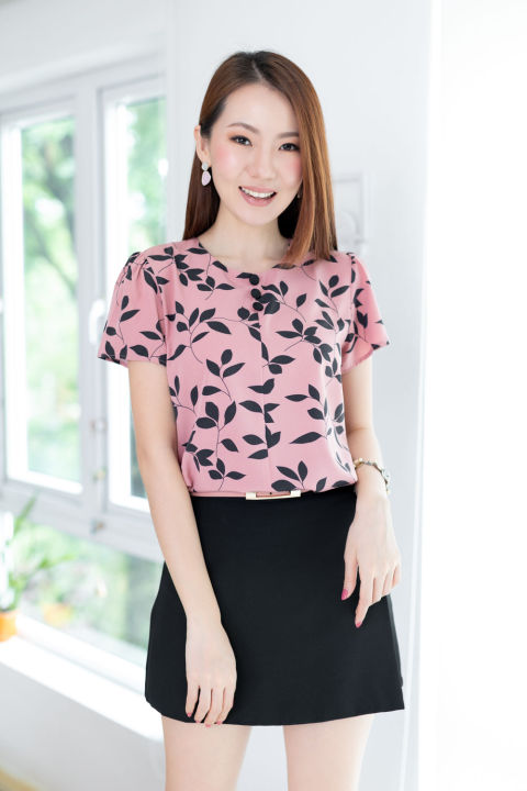 narinari-mt0301-triple-button-blouse-double-button-blouse-เสื้อทำงานแต่งกระดุม