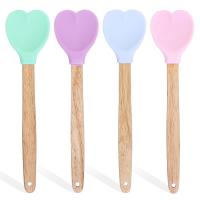 Spoon Pan Insulation Mixing Handle Baking Silicone Wooden Utensils Heat Solid Color Type