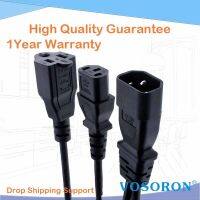 IEC 320 C14เพื่อ Nema 5-15R + C13พลังงาน Y ประเภท S Plitter อะแดปเตอร์เคเบิ้ล C14เพื่อเต้าเสียบคู่สั้นสายไฟ10A 250โวลต์