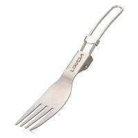 Outdoor Online Mall ไทเทเนียมพับส้อมเบากลางแจ้งแบบพกพาอาหารค่ำผลไม้ส้อม Flatware บนโต๊ะอาหารสำหรับตั้งแคมป์แบกเป้