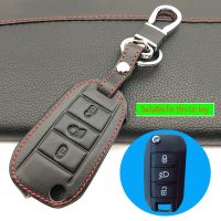 ✢۩ Keyless Remote Key Fob Genuine Leather Case Skin Cover Protector For Peugeot 3008 208 308 508 408 2008 RCZ 307 3 Button Folding