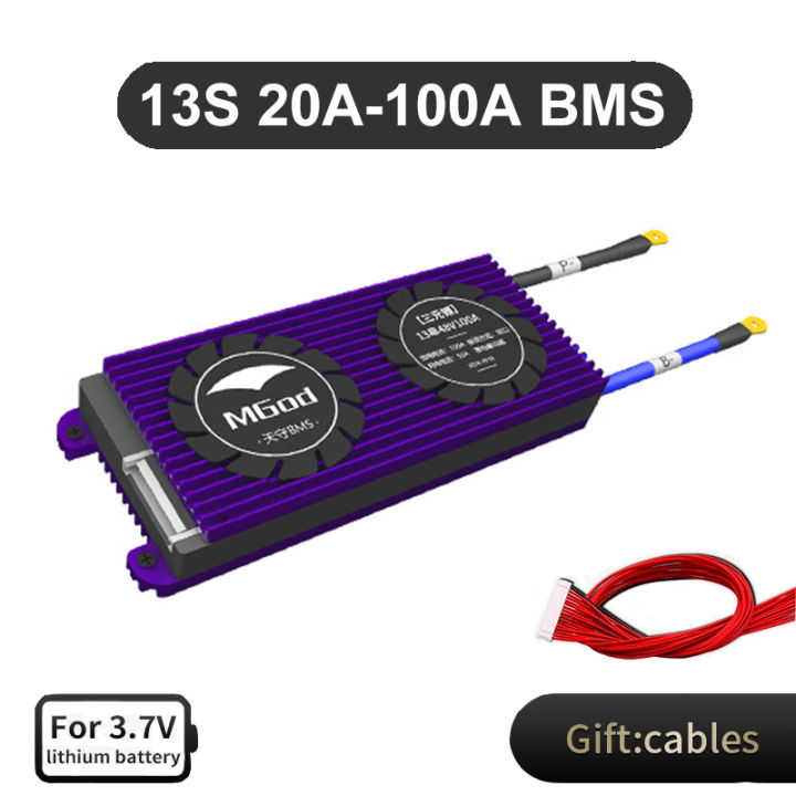 bms-13s-48v-20a-30a-40a-50a-60a-80a-100a-18650-li-ion-lithium-batt-pack-bms-pcb-board-equalizer-ทนทานอิเล็กทรอนิกส์