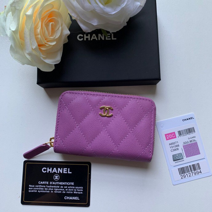 New product!2022CH Fashion New Retro Lychee Pattern Leather Zipper Card  Holder Temperament Coin  