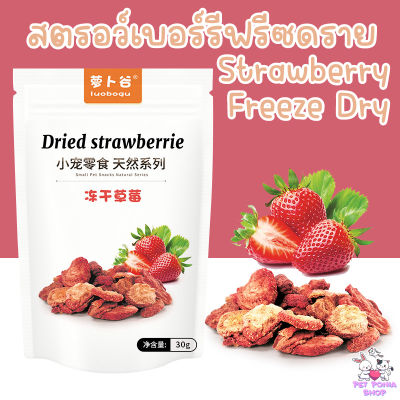 (1แถม1) สตรอเบอร์รีฟรีซดราย100% สำหรับสัตว์ฟันแทะ Strawberry Freeze Dry