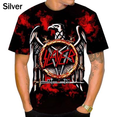 New Summer skull  Short Sleeve Band Slayer T-shirt men Fashion 3d Printed Casual Round Neck Short Sleeve T-Shirt