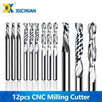 【LZ】▬☾  1/8  shank bola nariz endmill única flauta espiral fresa carboneto cnc roteador bit para madeira ferramenta de moagem 12pcs