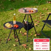 hotx【DT】 Telescopic Folding Round Table Outdoor Three-legged Dining Aluminum Alloy Hike Liftable