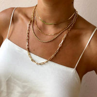 Hot Fashion Snake Rope Chain Women Necklace Stainless Steel Gold Color twist Link Chain Necklace For Women Jewelry Cuba chain