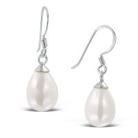 Silver thai Silver Tear Drop Pearl Earrings เครื่องประดับเงินแท้ต่างหูมุกหยดน้ำตา