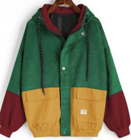 Patchwork Oversize เสื้อแจ็กเก็ตมีซิปเสื้อ Windbreaker เบสบอลผู้หญิง-ชุดเสื้อผ้า