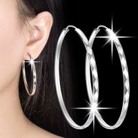 【YP】 925 Sterling 3/4/5/6CM Round Hoop Earrings Fashion Luxury Jewelry Accessories GaaBou