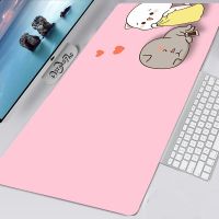 Peach Mochi Cat Deskmat XL แผ่นรองเมาส์การ์ตูน 40x90 ซม. อุปกรณ์เกมบนโต๊ะแผ่นรองเมาส์กันลื่น Anime Mausepad