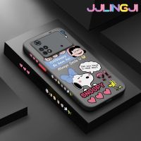 Jjlingji เคสสำหรับ Xiaomi Poco X4 Pro 5G Poco M4 Pro Poco เคส C40การ์ตูนยิ้มเสมอสนูปี้บางมีน้ำค้างแข็งโปร่งใสแข็งขอบสี่เหลี่ยมกันกระแทกรูปแบบปลอกซิลิโคนคลุมทั้งหมดป้องกันการกระแทก