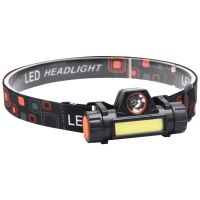 【LZ】△❀  USB Carregamento Head Lamp Dual Light Source Side Magnet Strap Head-Mounted Iluminação Outdoor Camping Luz de emergência