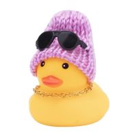 ✵☒◆ Car Rubber Duck Adorable Rubber Ducks Car Ornaments Car Dashboard Duck Decoration With Hat Necklace Sunglasses For Car Dashboard