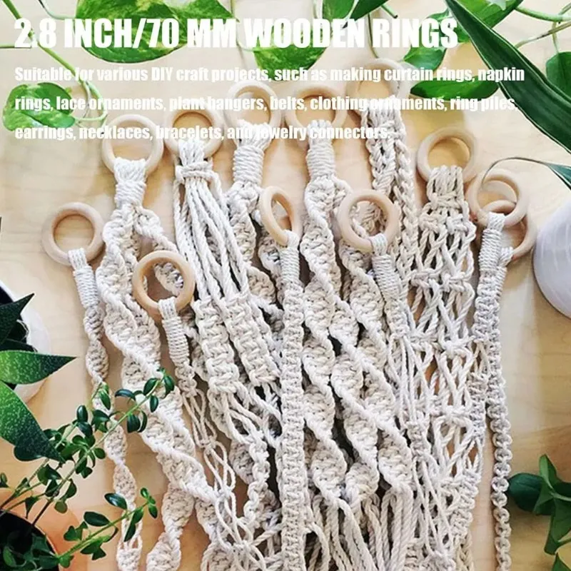 10 PCS 120mm Unfinished Wooden Rings for Craft, Nature Solid Wood Rings for  DIY Crafts Without Paint, Macrame Wooden Rings for Ring Pendant and