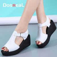 DOSREAL ฤดูร้อนรองเท้าแตะสำหรับสตรีขายแฟชั่นผู้หญิง T-Strap Wedges Sandal Wiht ส้นสุภาพสตรี Peep Toe หนารองเท้าแตะสไลด์