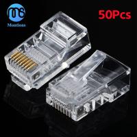 [HOT HAIXWLXKWW 589] 50Pcs ขั้วต่อ Rj45 Cat5ขั้วต่อ Cat5e เครือข่าย Unshielded 8Pin Modular Utp Rj45 Plugs