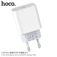 ส่งจากไทย Hoco C76A plus Fast Charger PD 20W (EU)หัวชาร์จเร็ว Type-C ปลั๊กขากลม (มาตรฐานยุโรป) ของแท้