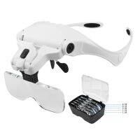 【CW】 Magnifying Glasses Reading Illuminated Magnifier 1.0X 1.5X 2.0X 2.5X 3.5X 2 Lights Adjustable Head Illuminated Loupe Magnifier