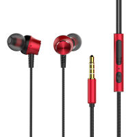 ชุดหูฟังชนิดใส่ในหูแบบโลหะ Heavy Bass Wire-Controlled 3.5Mm Plug Microphone Headset