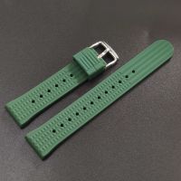 （Bar watchband）SD2102สีดำสีเขียวซิลิโคนกับดักวาฟเฟิลพร้อมหัวเข็มขัดสำหรับ20มม./22มม. ขนาดนาฬิกาดำน้ำอัตโนมัติ