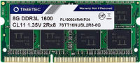 Timetec 8GB DDR3L / DDR3 1600MHz (DDR3L-1600) PC3L-12800 / PC3-12800(PC3L-12800S) Non-ECC Unbuffered 1.35V/1.5V CL11 2Rx8 Dual Rank 204 Pin SODIMM Laptop Notebook PC Computer Memory RAM Module Upgrade