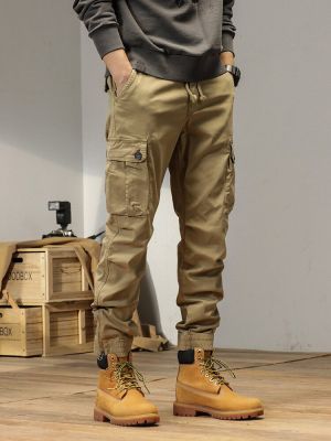 HOT11★2023ใหม่ Multi-กระเป๋าฤดูใบไม้ผลิฤดูร้อนกางเกงผู้ชาย Streetwear ซิปขาผอมทำงาน Joggers ผ้าฝ้ายลำลองยุทธวิธีกางเกง