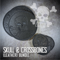 ตัวรีดติดเสื้อ ตัวรีดลายปัก ผ้าหนัง Skull &amp; Crossbones (Leather) Patch Bundle