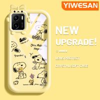 YIWESAN เคสสำหรับ VIVO Y15s Y15a Y01การ์ตูน,เคสเลนส์กล้องถ่ายรูปเจลซิลิกาเจลเคสโทรศัพท์โปร่งใสลายโบว์กันรอยกันกระแทกลายการ์ตูนแฮปปี้สำหรับลูกสุนัขตัวเล็กมอนสเตอร์ตัวน้อยฝาครอบป้องกัน