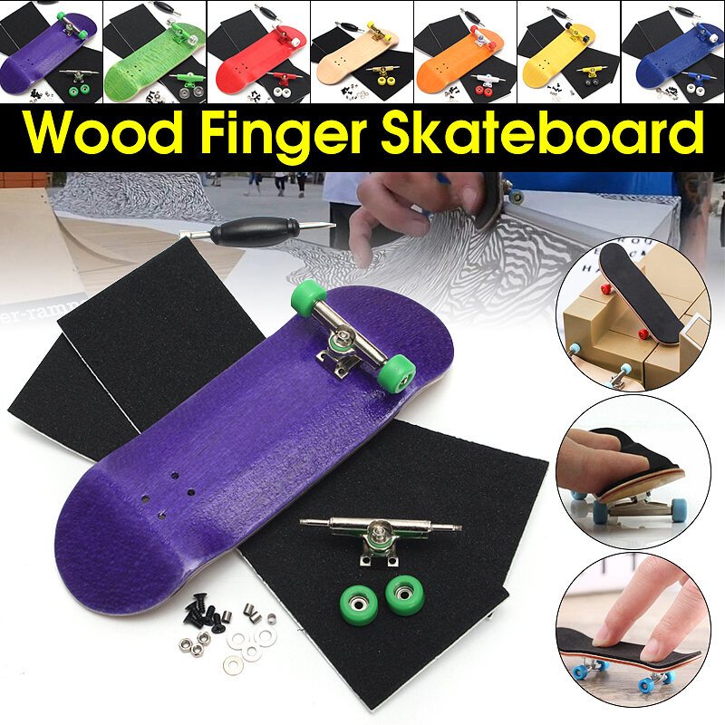 32mm Basic Complete Wooden Fingerboard Grit Box Foam Tape Set 7 Wood Colours ！ 