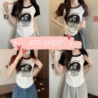 DD SHOPพร้อมส่ง M5518 เสื้อยืดไหมพรมแขนสั้น คอกลม ทรูโทน2สีใส่สบาย -C