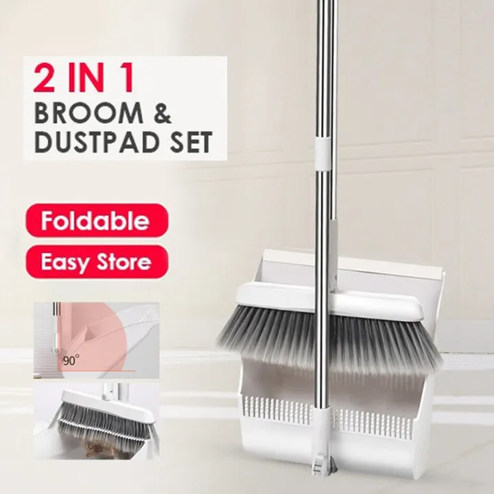 Home Kitchen 2 in 1 Foldable Sweeper Broom Dustpan Set Outdoor Broom Set  Penyapu & Penyodok Set Viral viral | Lazada