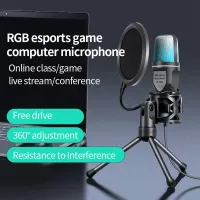 RGB Condensador Microphone Gaming Mic Fit For Podcast Recording Studio Streaming Laptop Desktop PC