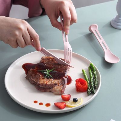 3pcs/set Cutlery Wheat Straw Knife Fork Spoon Student Dinnerware Sets Kitchen Tableware 3 in 1 Travel Portable Cutlery Set Flatware Sets