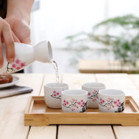 Japanese Porcelain Vintage Ceramic Pot Flagon Liquor Spirits Cups Set Kitchen Dining Bar Drinkware Japanese Sake Wine Set