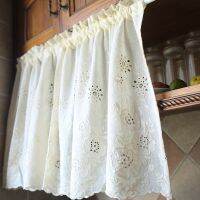 Curtain Cotton Beige Half Curtain Rustic Embroidery Kitchen Tube Curtain Cafe Cabinetry Short Curtain