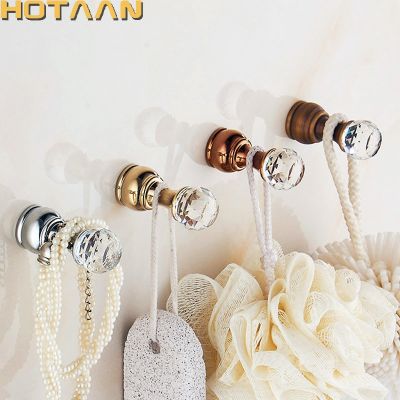 Crystal Hook Antique Brass Wall Clothes Rack Cloth Hook Wall Hook Robe Hook For Bathroom Accessory Hanger Copper Material YT3011