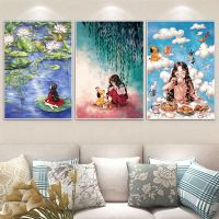 Zozack NeedleworkDIY Printed Cartoon Lovely Girl Cross Stitch Sets for Full Embroidery Cross-Stitch Kit Home Wall Decoration